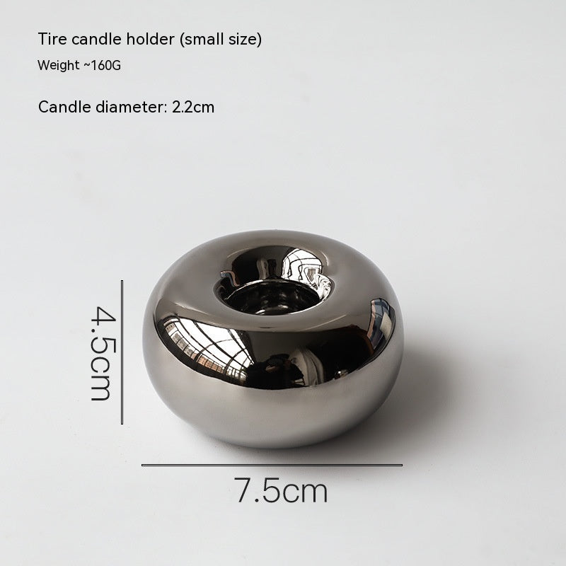 Geometric silver plated candle holder